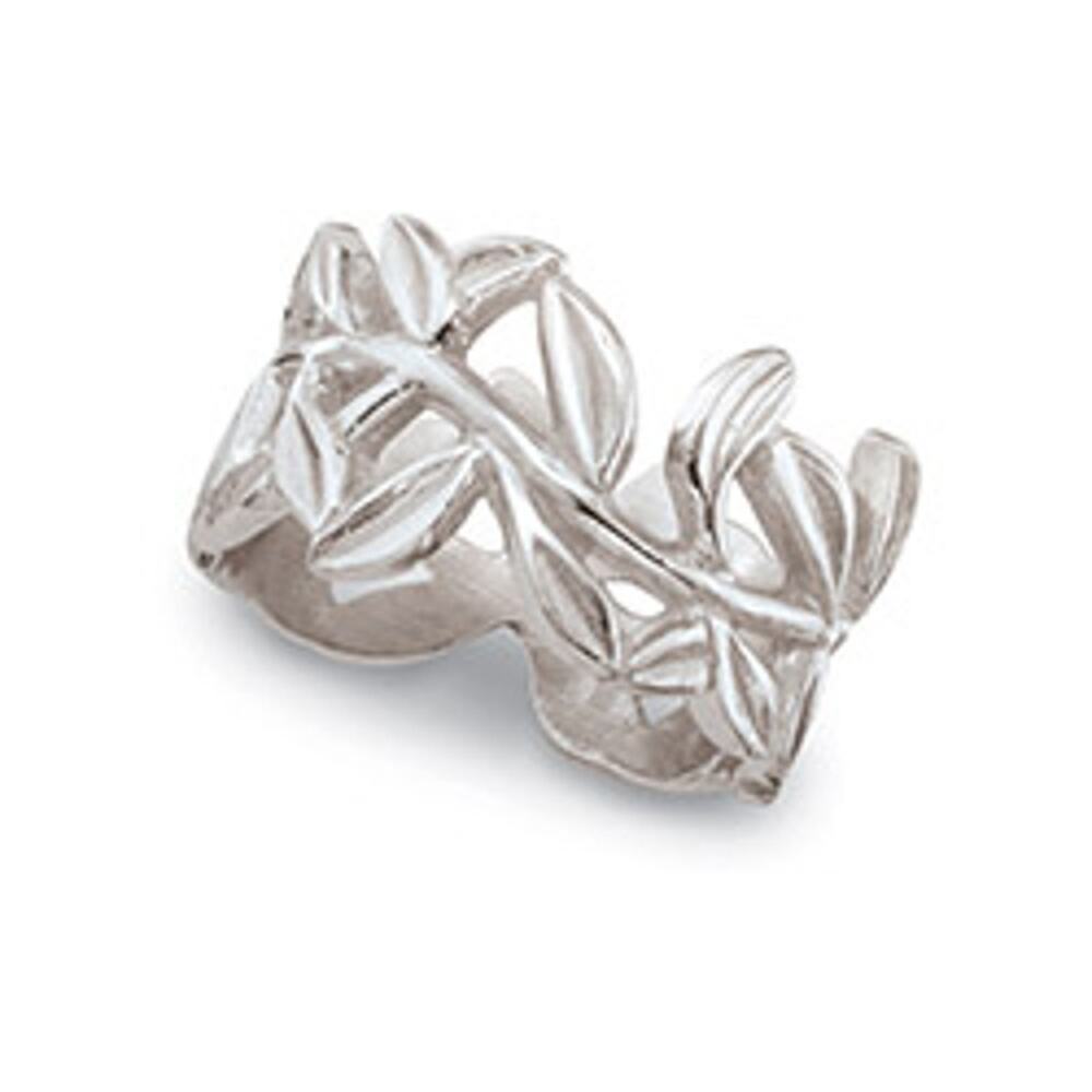 BRAND NEW Sterling Silver Wide Band Leaf Ring Size 9
